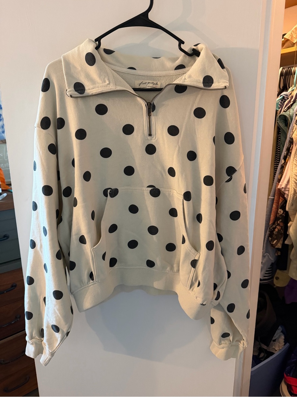 Free People Spot On Half Zip Sweatshirt Size Medium NWOT